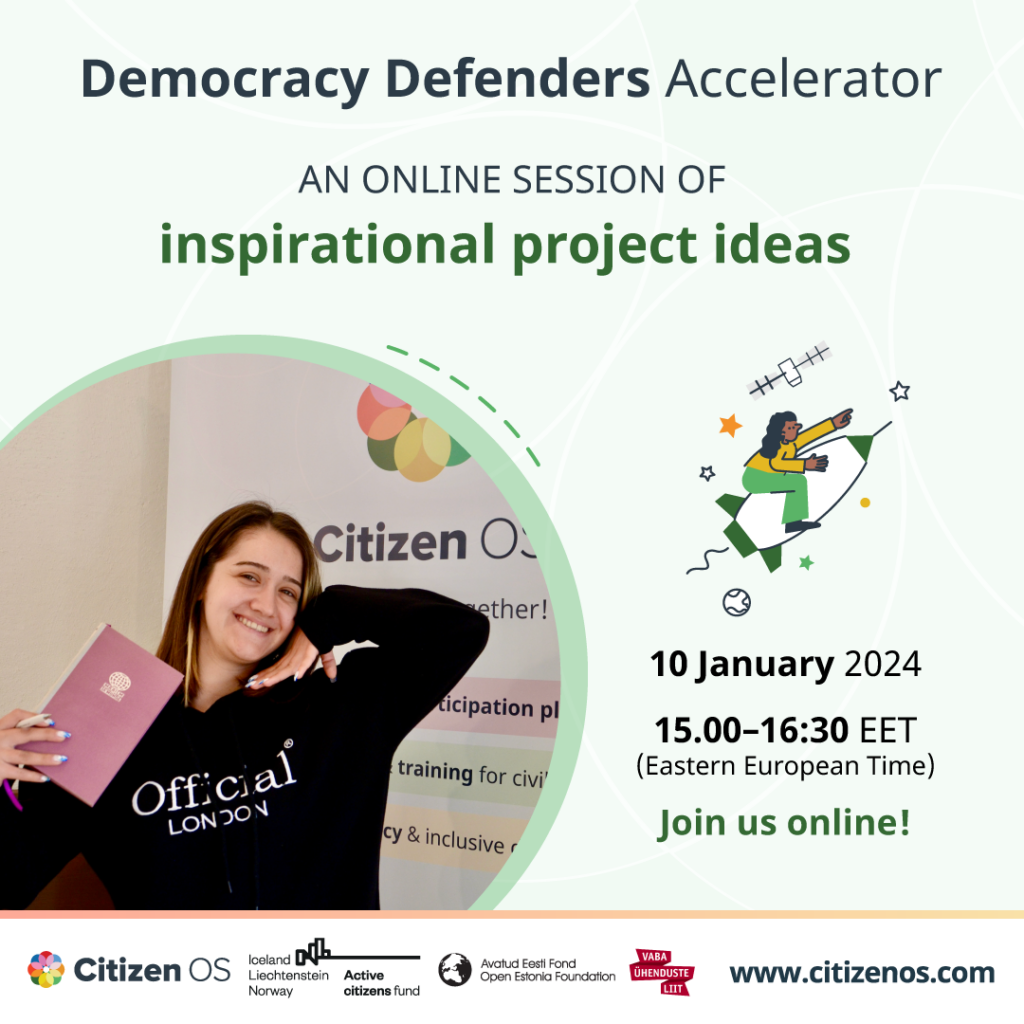 Invitation to the Democracy Defenders Accelerator inspirational event.